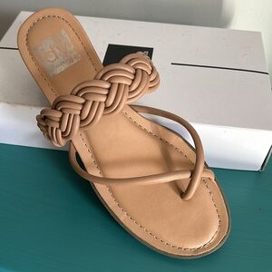 Dolce Vida Francene Tan Braided Cork Wedge Slip on Sandal